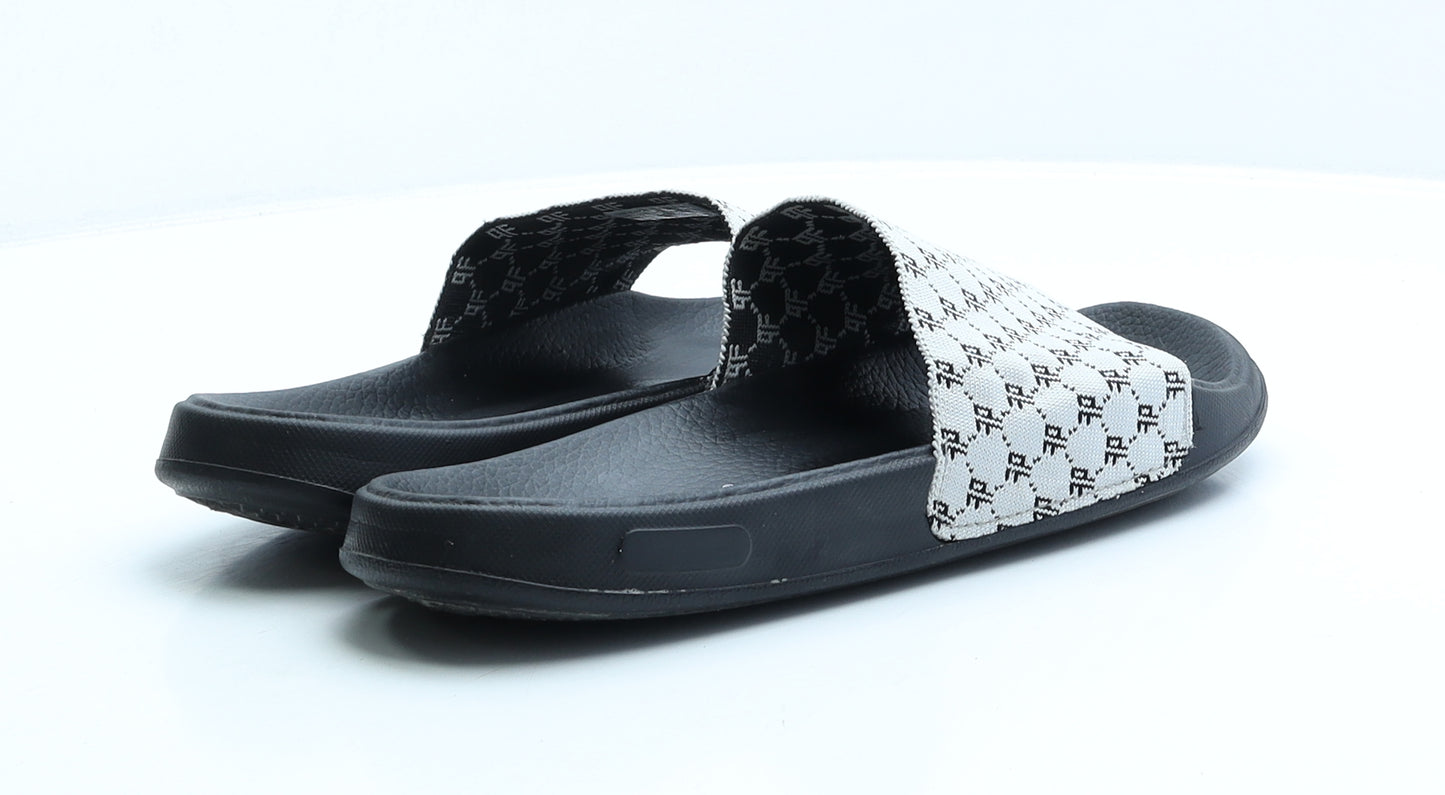 Primark Mens Black Geometric Polyester Slider Slipper UK 9 43 US 10