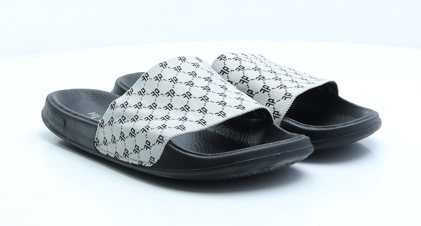 Primark Mens Black Geometric Polyester Slider Slipper UK 9 43 US 10
