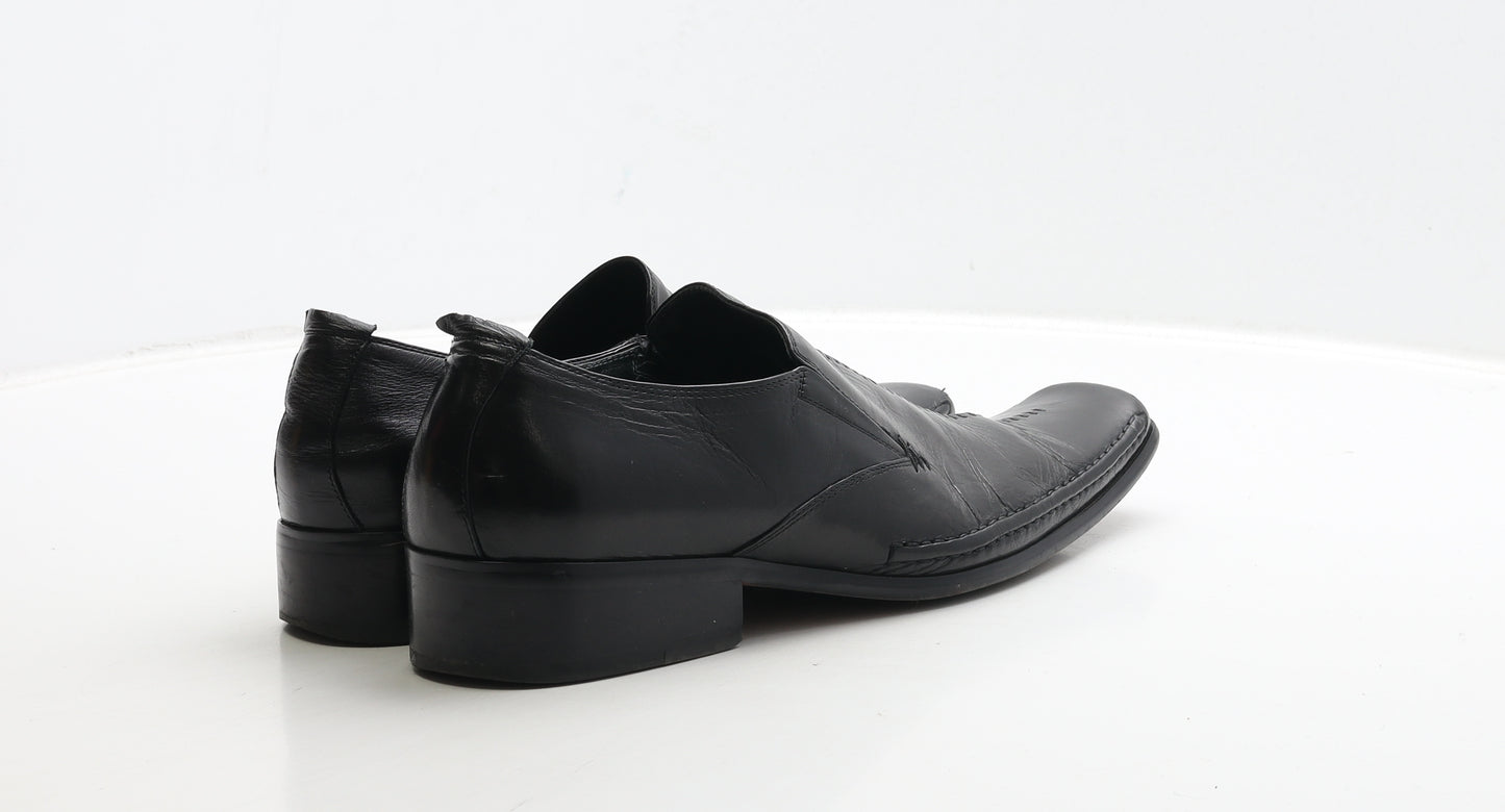 Gucinari Mens Black Leather Loafer Casual UK 9 43