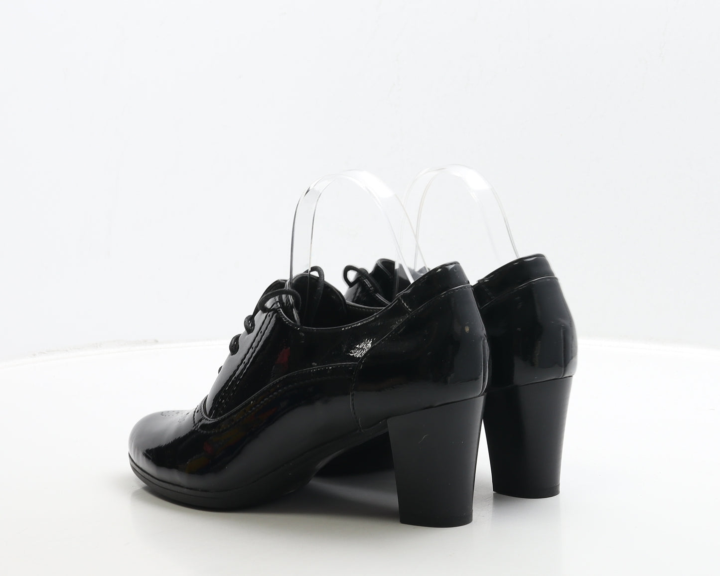 Pavers Womens Black Patent Leather Bootie Boot UK 8 41 - Brogue Style Low Top