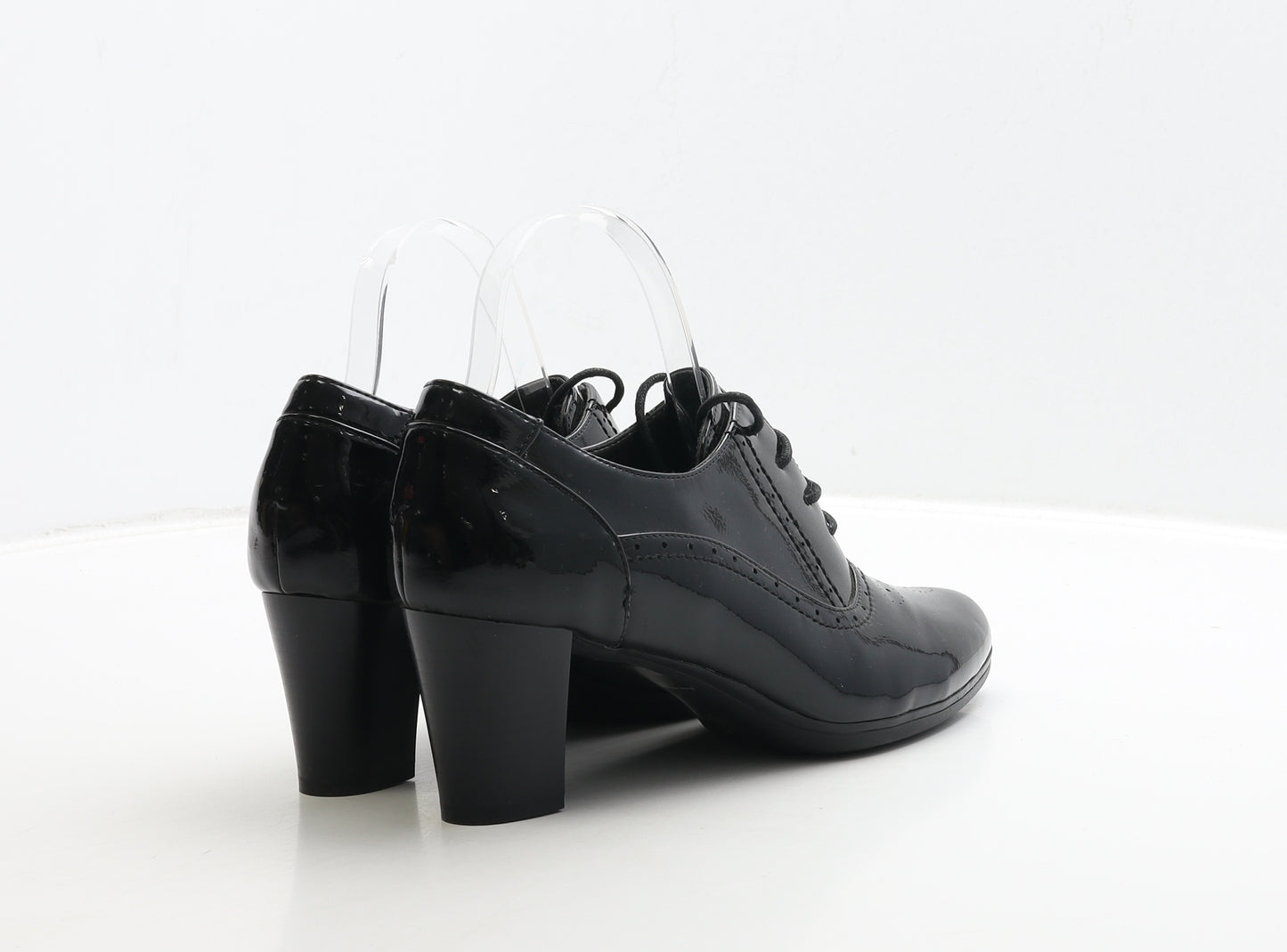 Pavers Womens Black Patent Leather Bootie Boot UK 8 41 - Brogue Style Low Top