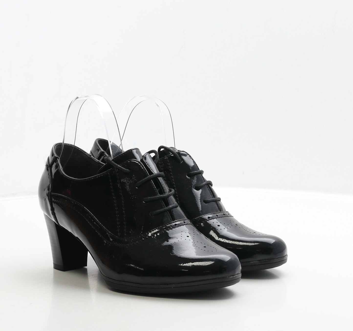 Pavers Womens Black Patent Leather Bootie Boot UK 8 41 - Brogue Style Low Top
