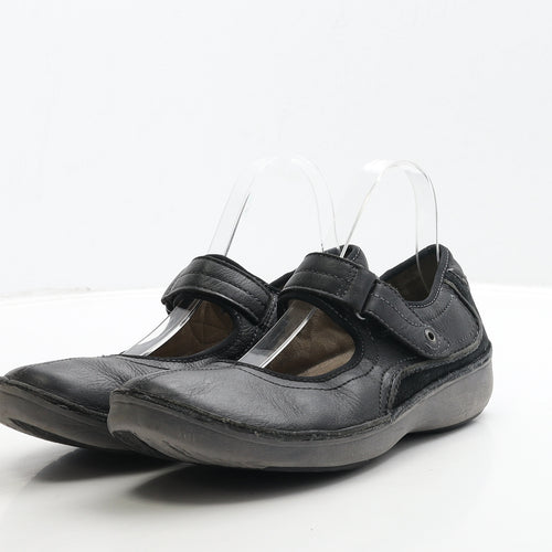 Clarks Womens Black Leather Mary Jane Flat UK 7 41 - Wave Walk