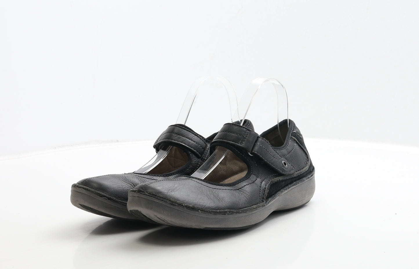 Clarks Womens Black Leather Mary Jane Flat UK 7 41 - Wave Walk