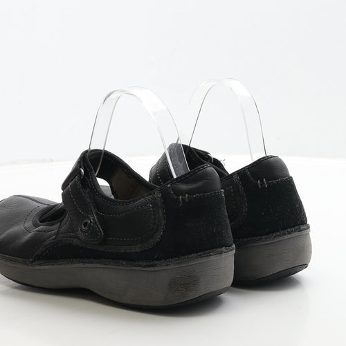 Clarks Womens Black Leather Mary Jane Flat UK 7 41 - Wave Walk