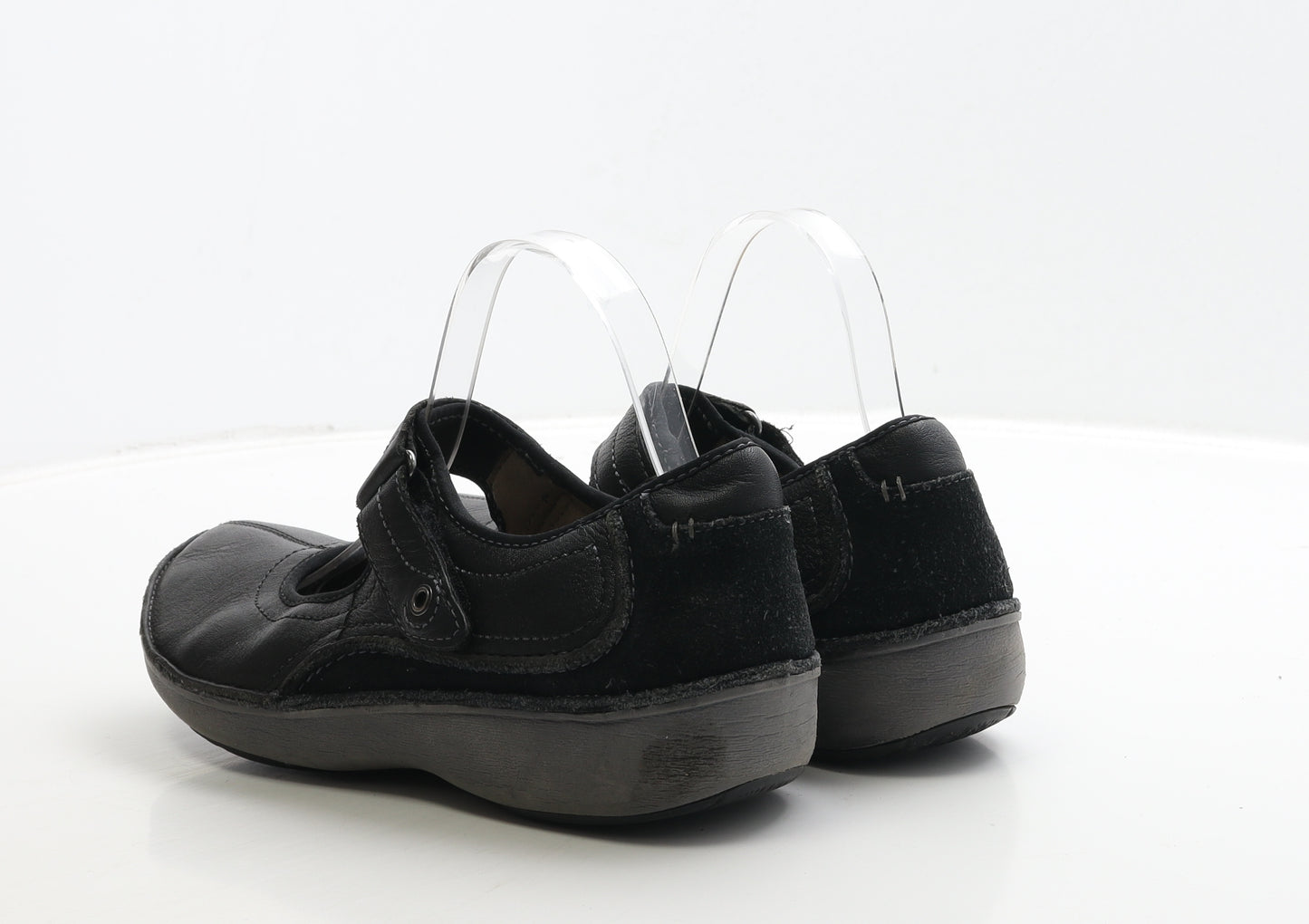 Clarks Womens Black Leather Mary Jane Flat UK 7 41 - Wave Walk