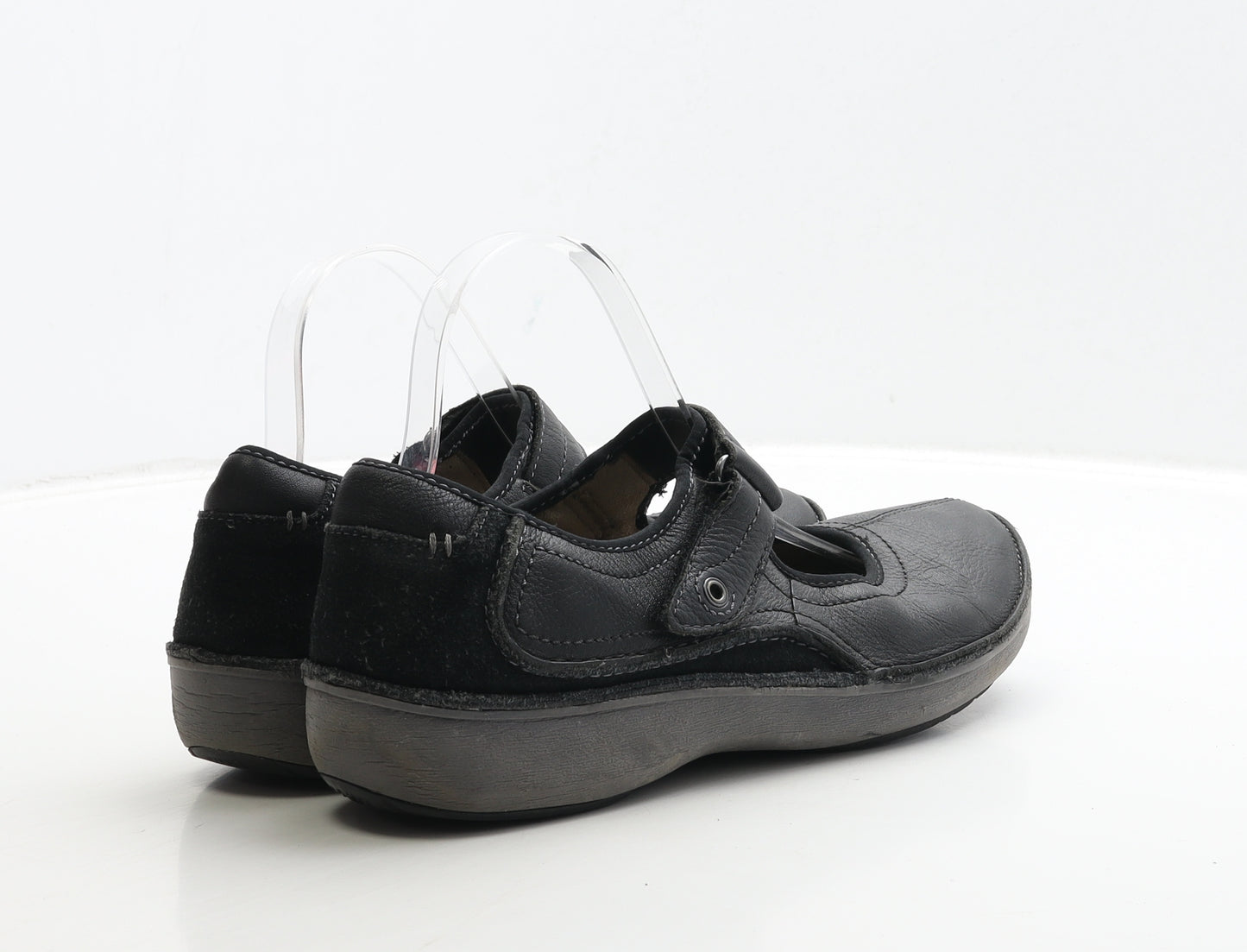 Clarks Womens Black Leather Mary Jane Flat UK 7 41 - Wave Walk