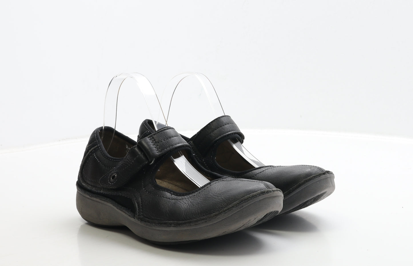 Clarks Womens Black Leather Mary Jane Flat UK 7 41 - Wave Walk