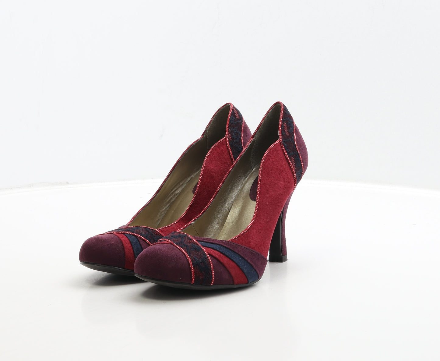 Ruby Shoo Womens Red Geometric Suede Court Heel UK 5 38