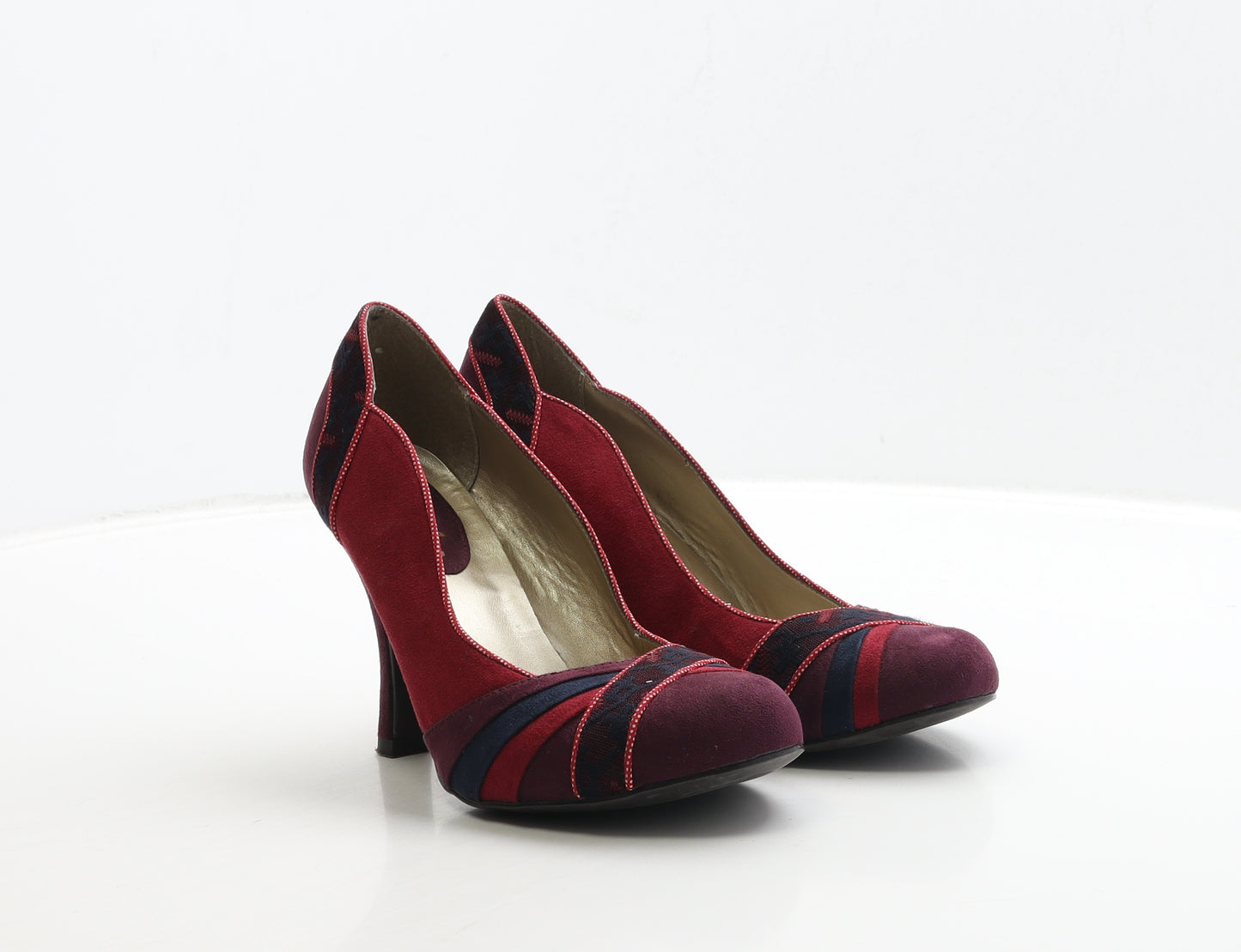 Ruby Shoo Womens Red Geometric Suede Court Heel UK 5 38