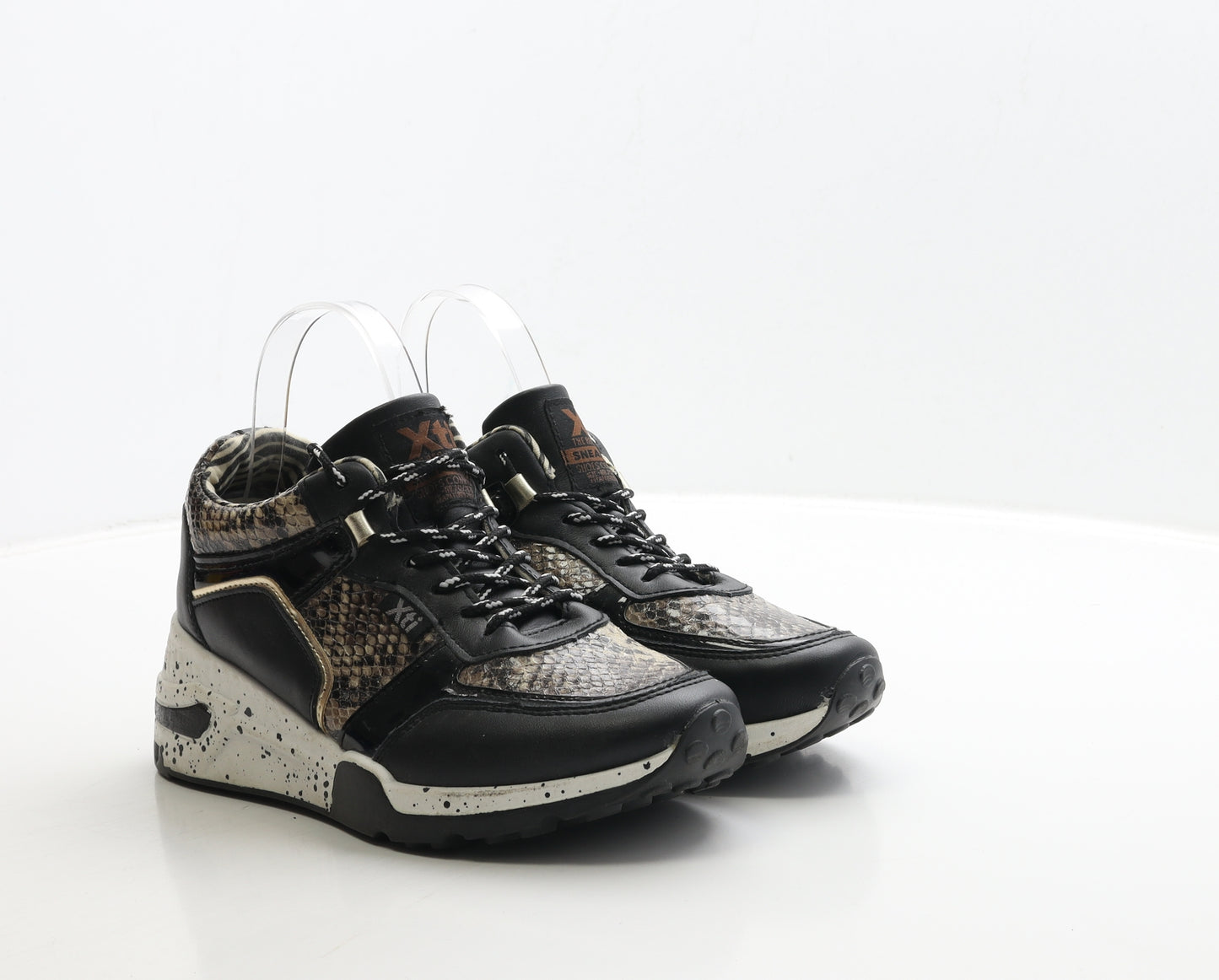 Xti Womens Black Geometric Polyester Trainer UK 5 38