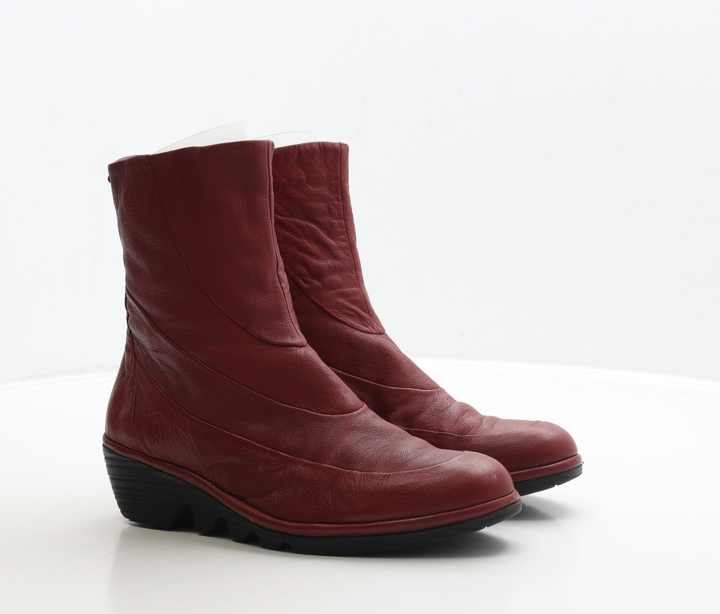 FLY London Womens Red Leather Bootie Boot UK 6 39