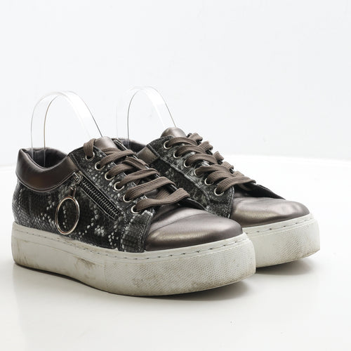 Krush Womens Brown Geometric Polyester Trainer UK 7