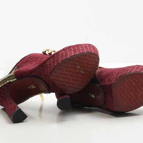 Babycham Womens Red Geometric Suede Platform Heel UK 4 37 - Star Detail