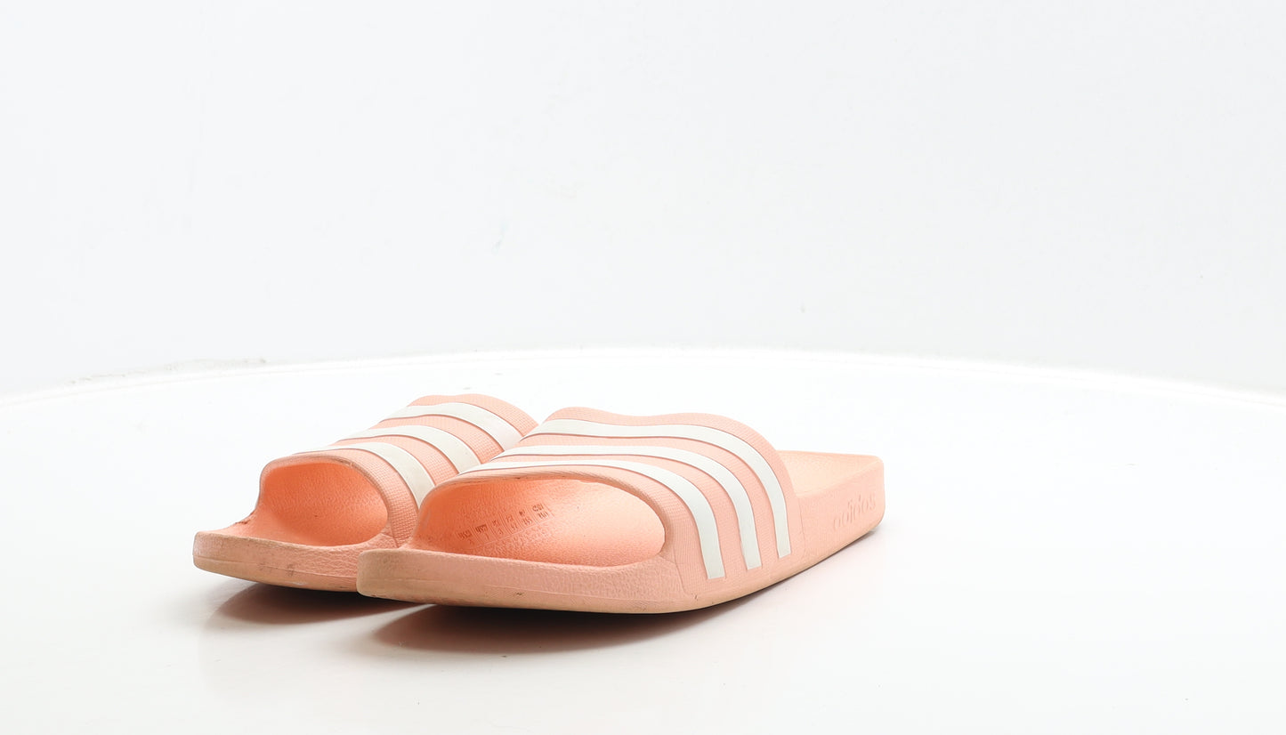 adidas Womens Pink Striped Rubber Slider Sandal UK 8 42