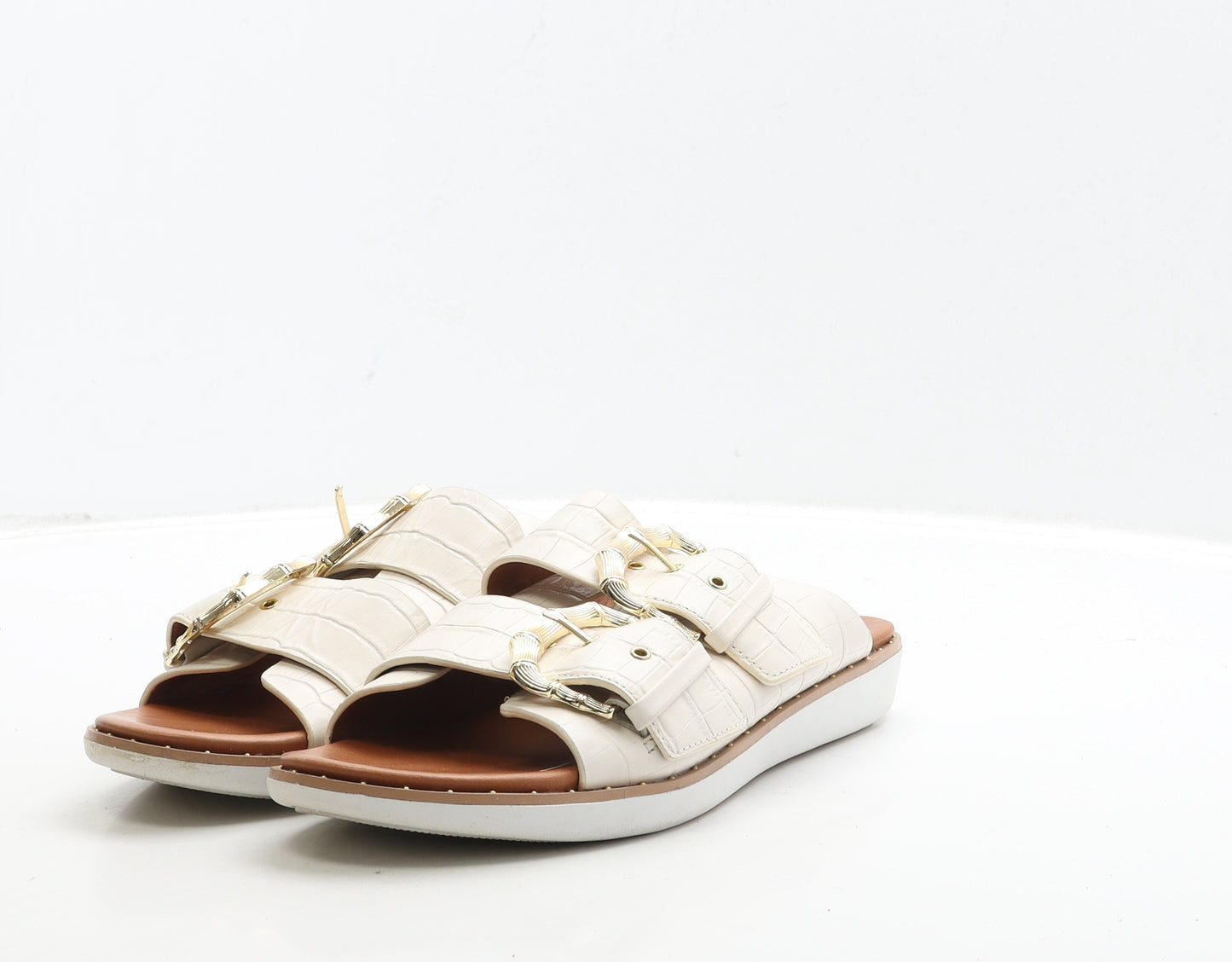 FitFlop Womens White Leather Slip On Sandal UK 6