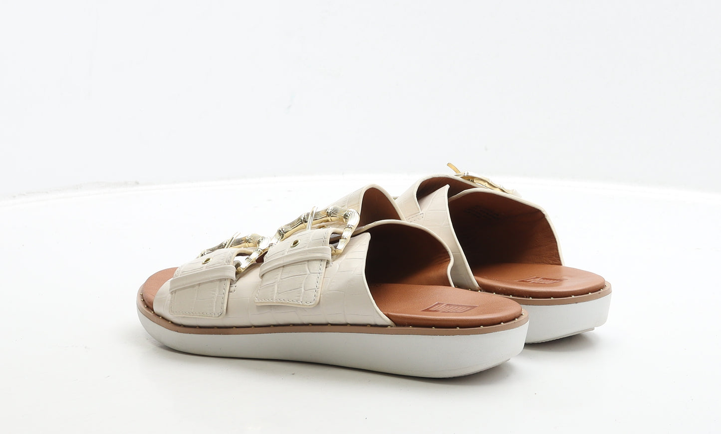 FitFlop Womens White Leather Slip On Sandal UK 6