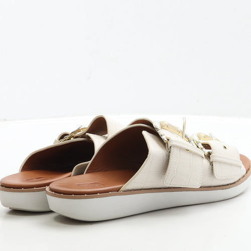 FitFlop Womens White Leather Slip On Sandal UK 6
