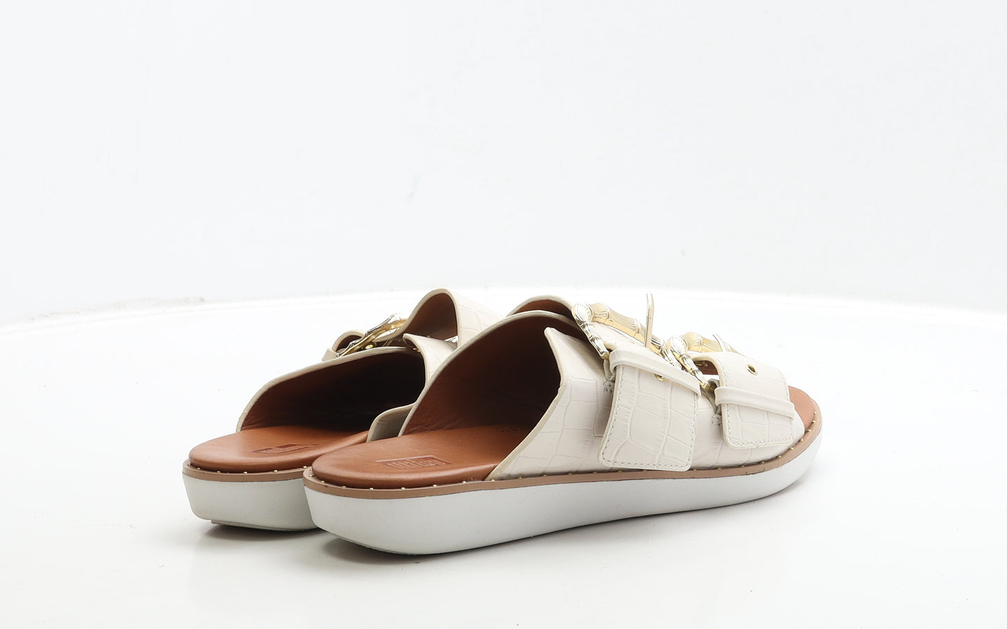 FitFlop Womens White Leather Slip On Sandal UK 6