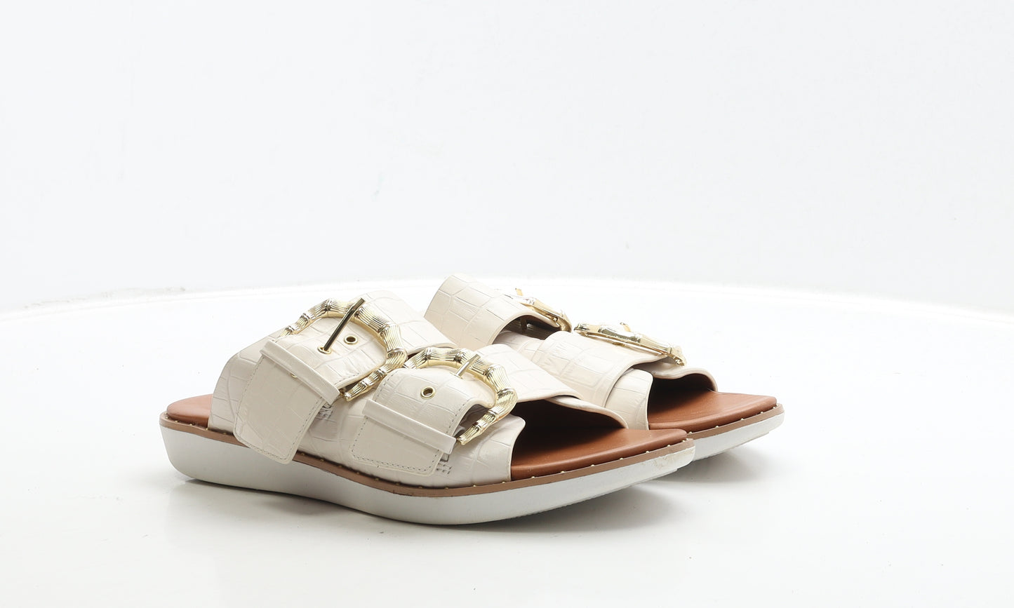 FitFlop Womens White Leather Slip On Sandal UK 6
