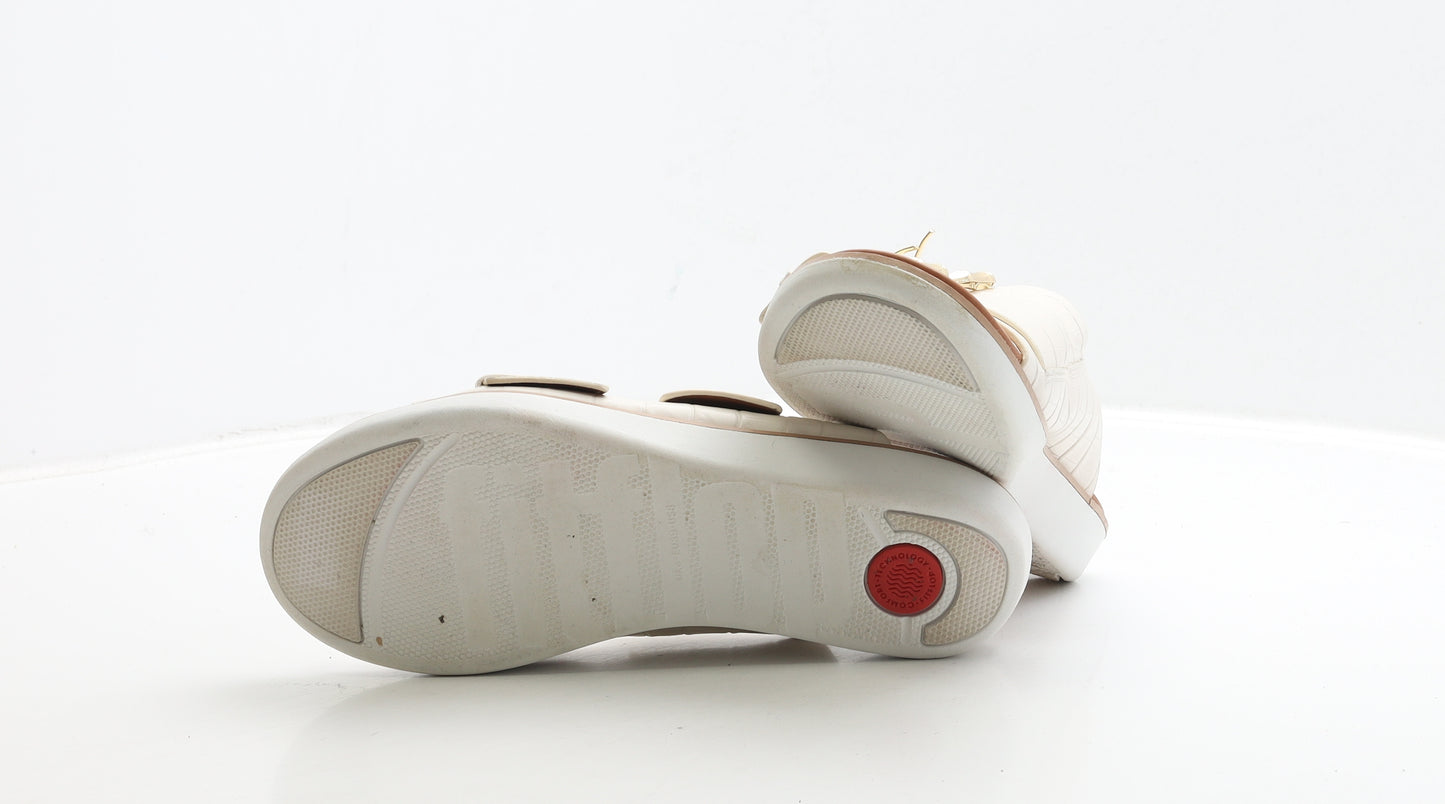 FitFlop Womens White Leather Slip On Sandal UK 6