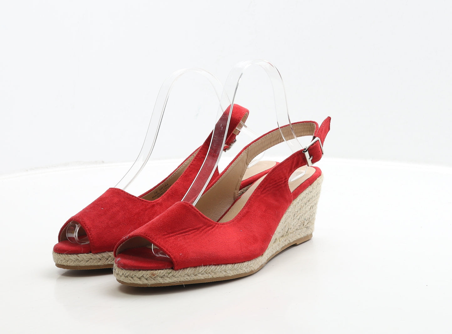 JD Williams Womens Red Suede Espadrille Heel UK 7 40