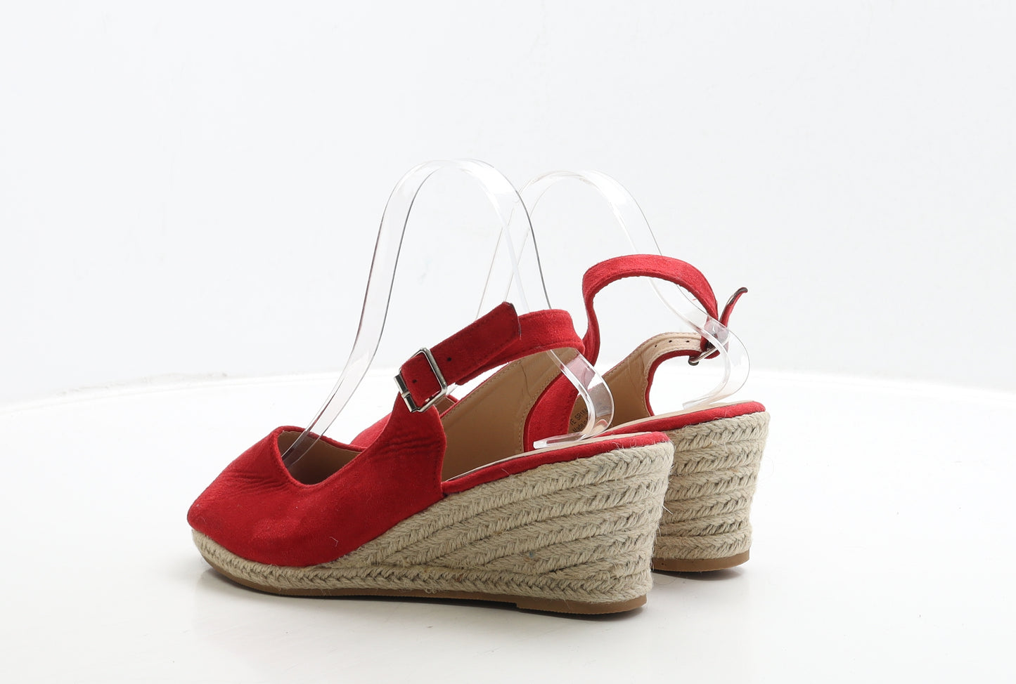 JD Williams Womens Red Suede Espadrille Heel UK 7 40