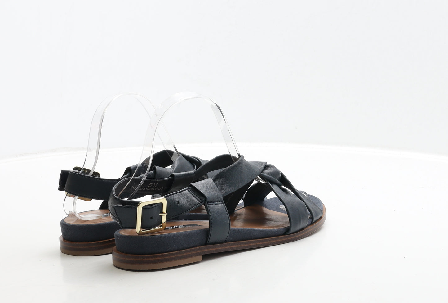 Marks and Spencer Womens Blue Leather Strappy Sandal UK 5.5 39 - Wide Fit