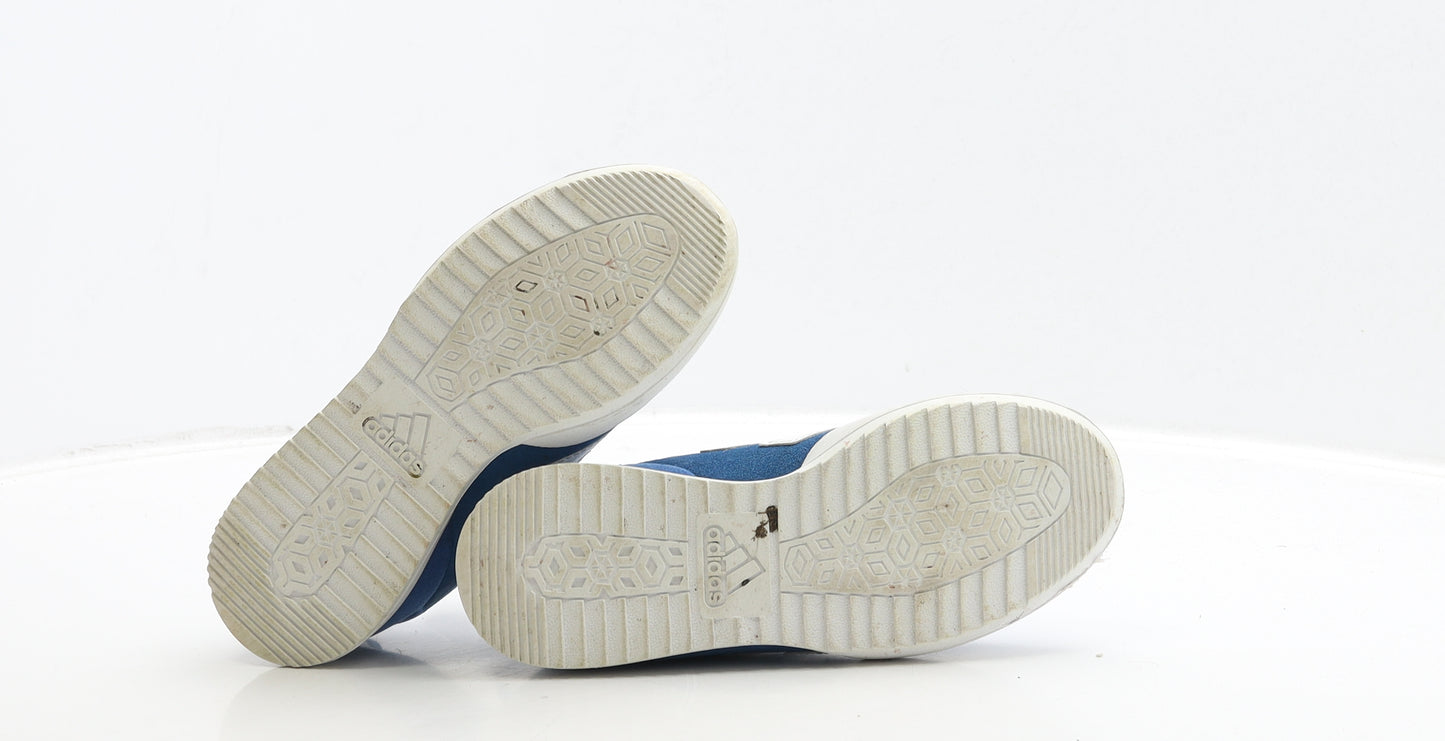 adidas Boys Blue Striped Suede Trainer UK 1 33 - COPA