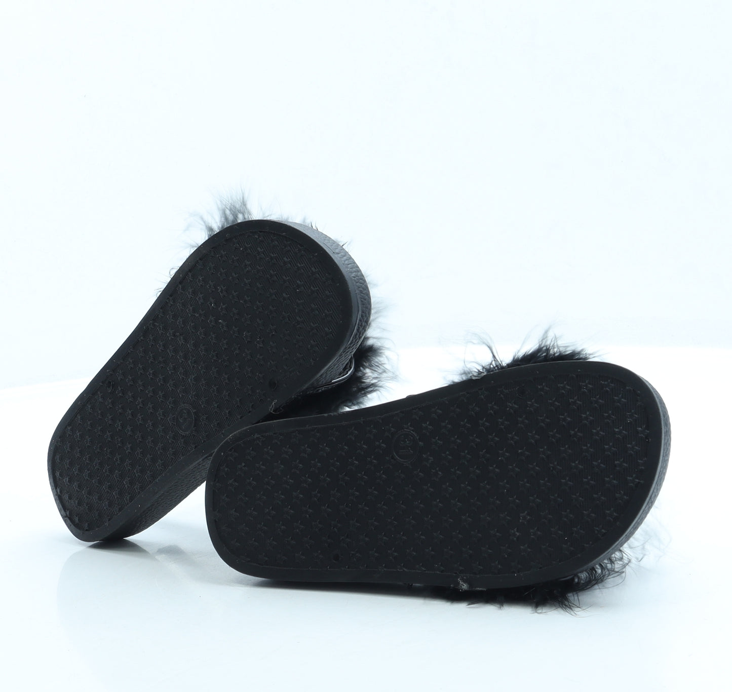 Preworn Girls Black Faux Fur Slingback Sandal UK 13 31 - Bunny