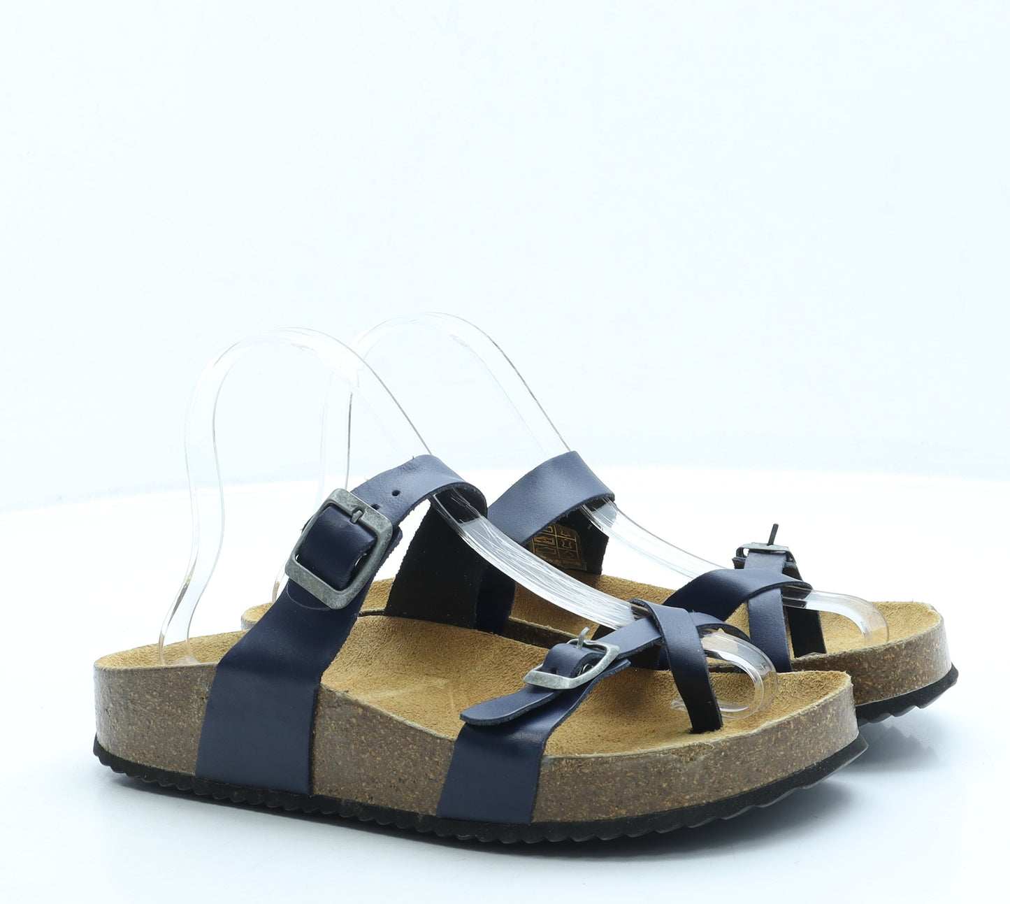 Plakton Womens Blue Leather Slip On Sandal UK 7 40
