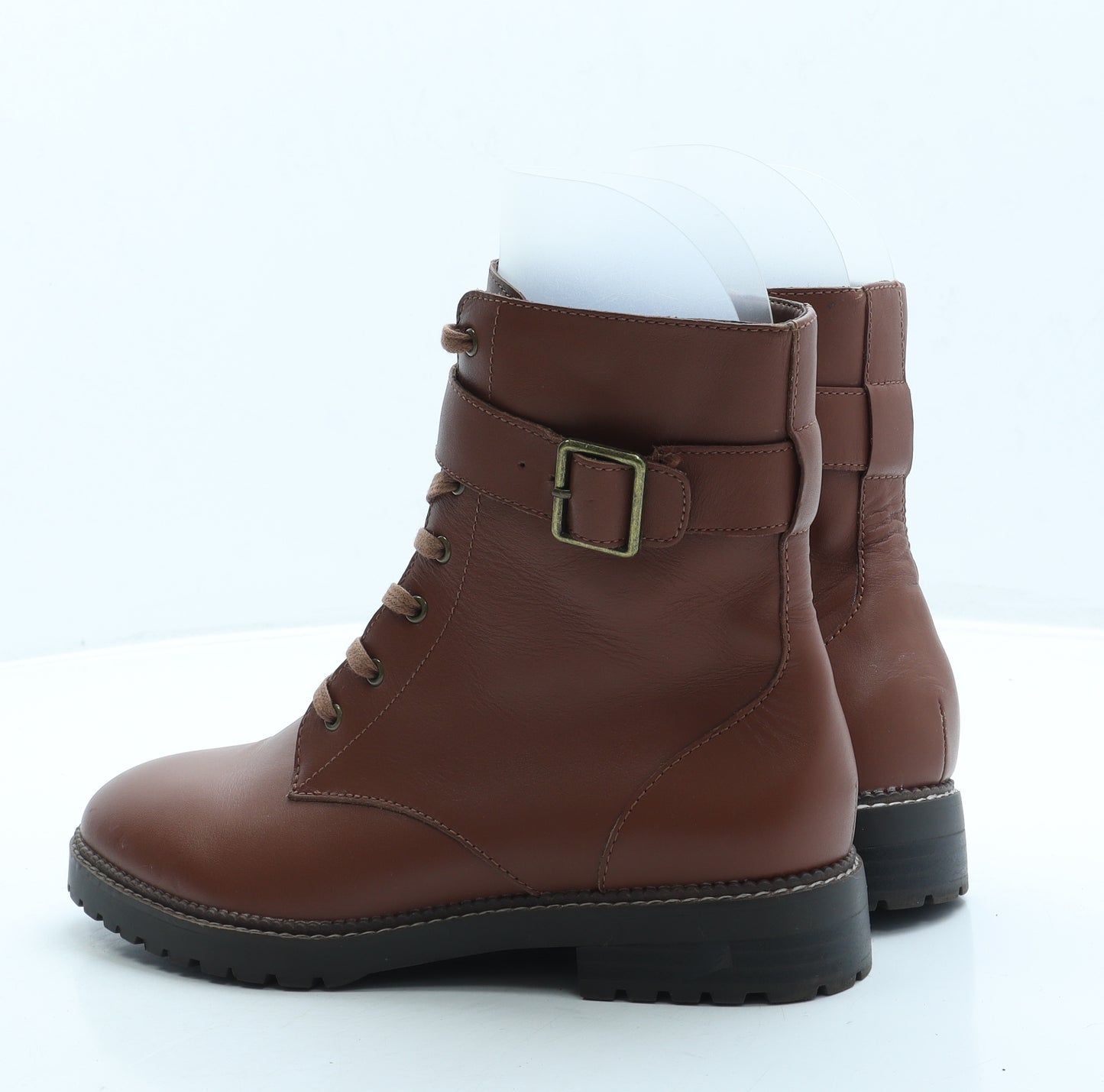 Lands' End Womens Brown Leather Combat Boot UK 5.5 38