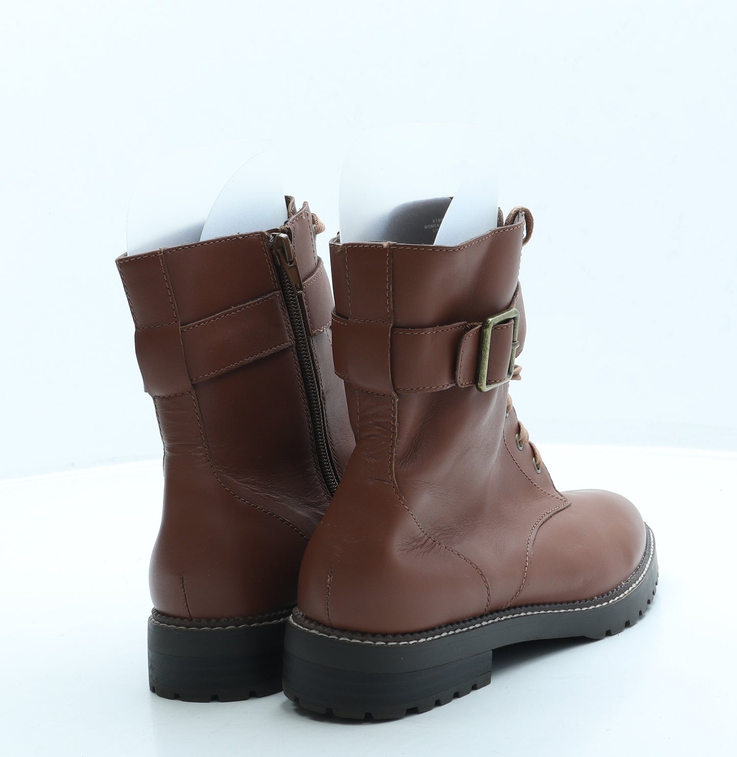 Lands' End Womens Brown Leather Combat Boot UK 5.5 38
