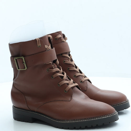 Lands' End Womens Brown Leather Combat Boot UK 5.5 38