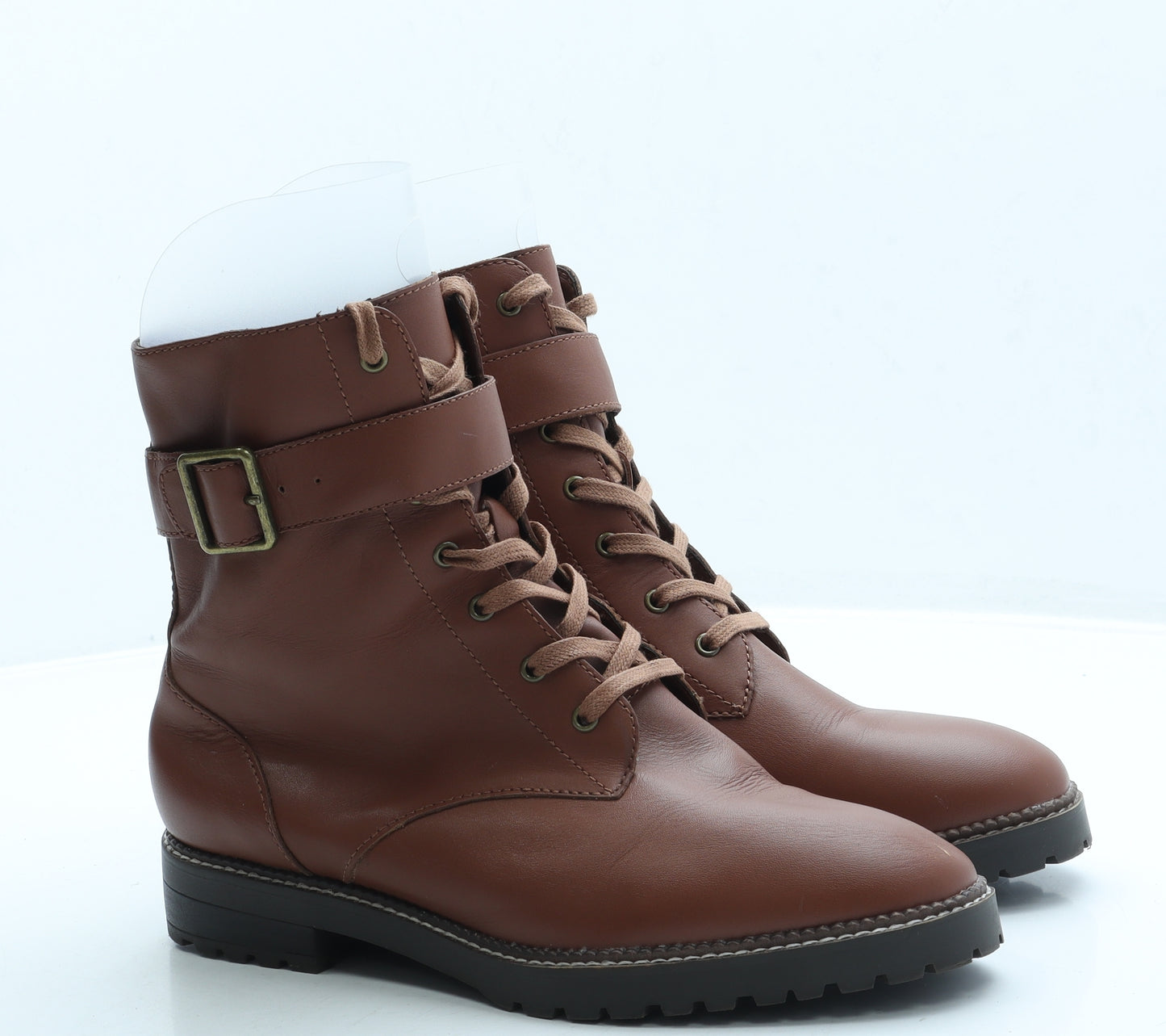 Lands' End Womens Brown Leather Combat Boot UK 5.5 38
