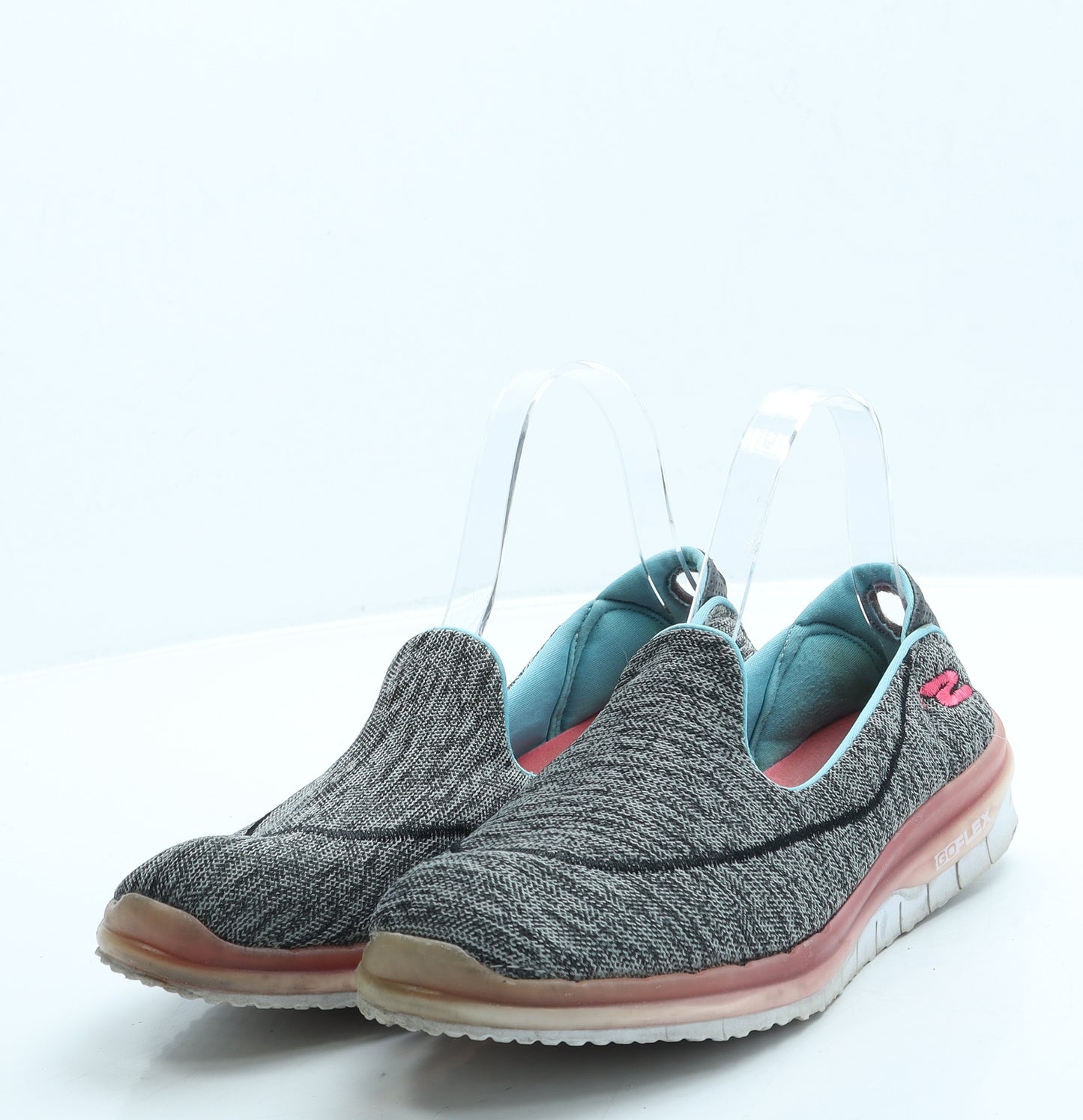 Skechers Womens Grey Polyester Slip On Flat UK 6.5 40 - Go Flex