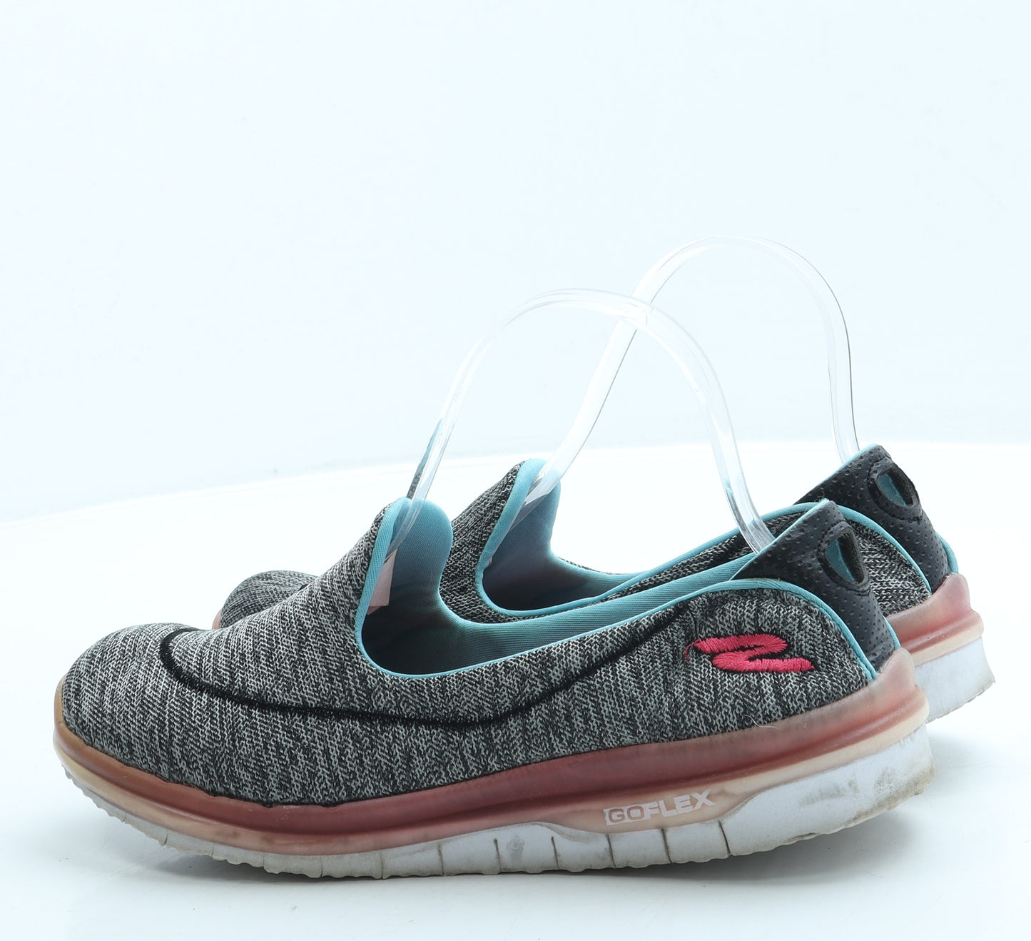 Skechers Womens Grey Polyester Slip On Flat UK 6.5 40 - Go Flex