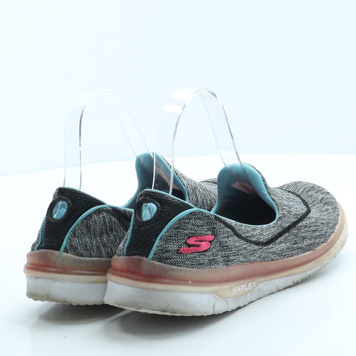 Skechers Womens Grey Polyester Slip On Flat UK 6.5 40 - Go Flex