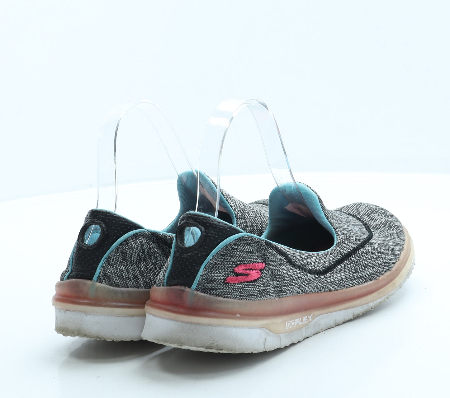 Skechers Womens Grey Polyester Slip On Flat UK 6.5 40 - Go Flex