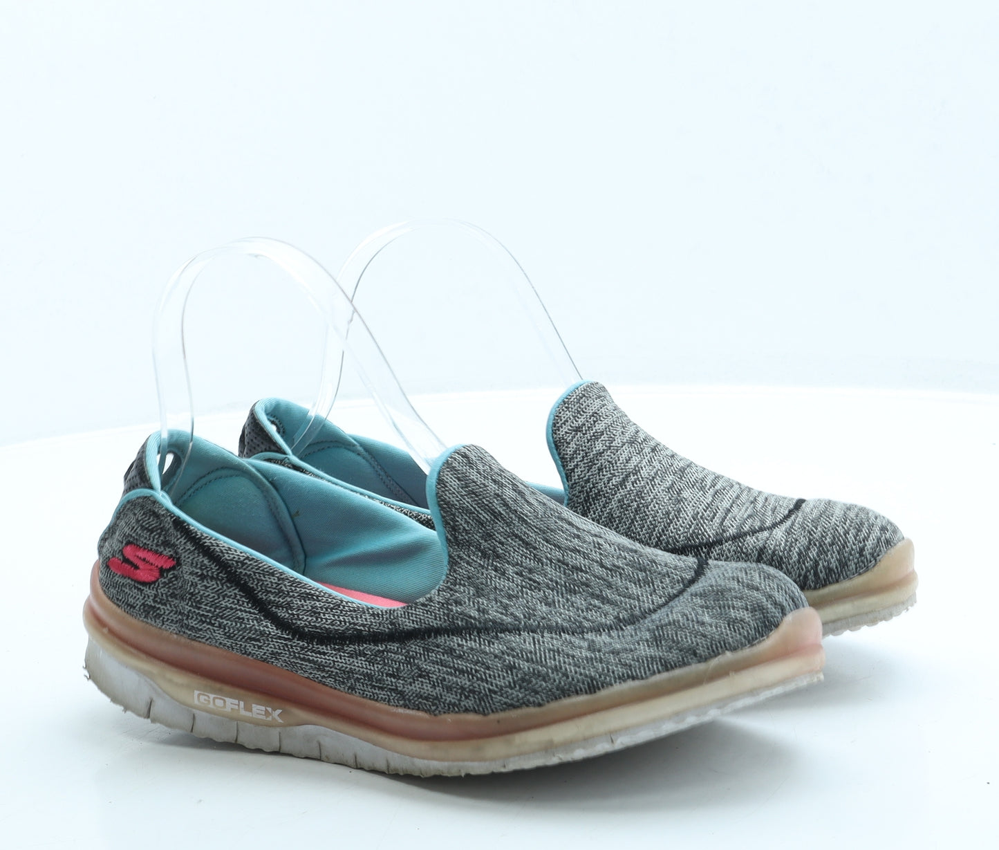 Skechers Womens Grey Polyester Slip On Flat UK 6.5 40 - Go Flex