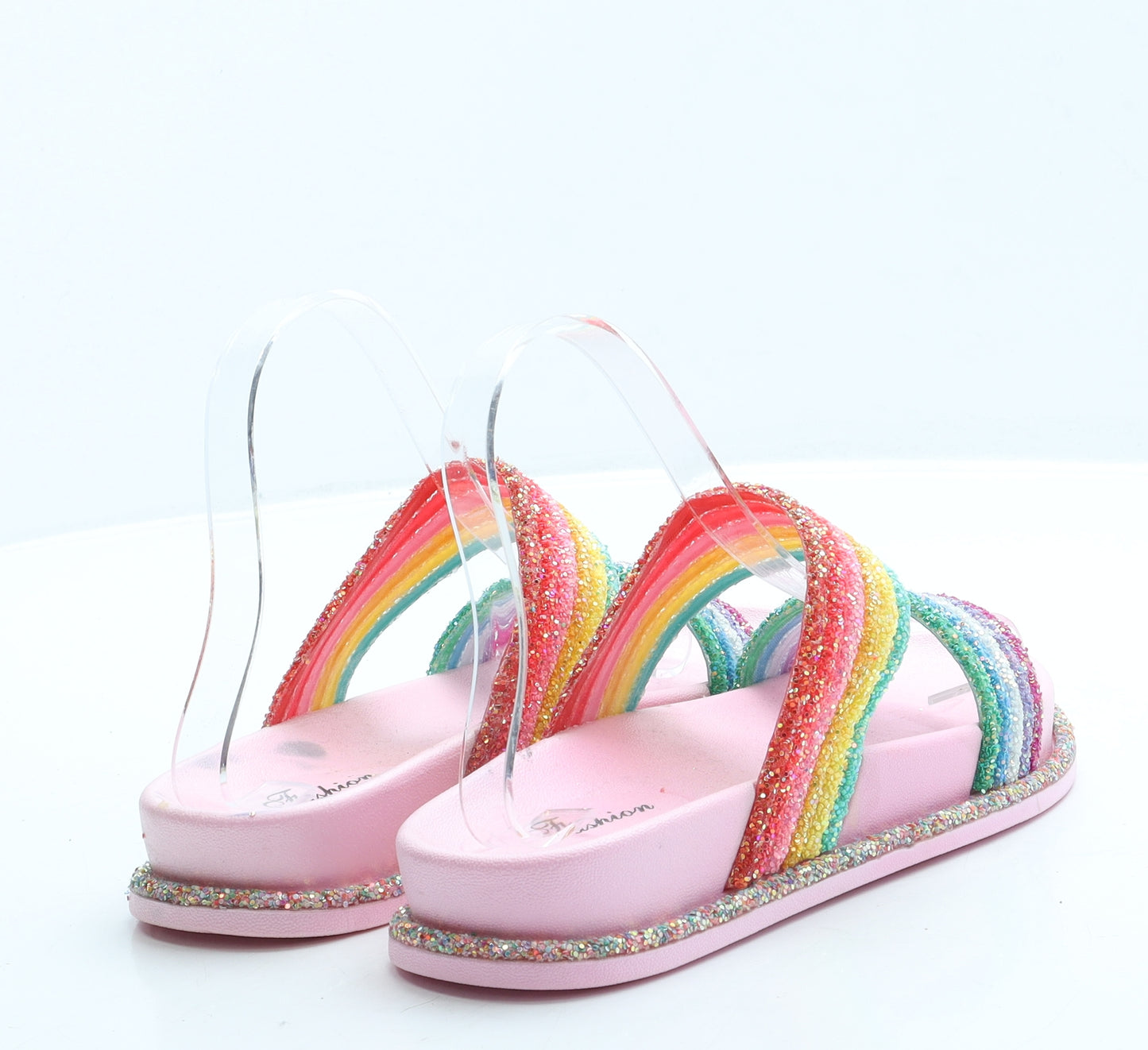 Fashion Womens Multicoloured Rubber Slider Sandal UK 5 38 - Rainbow