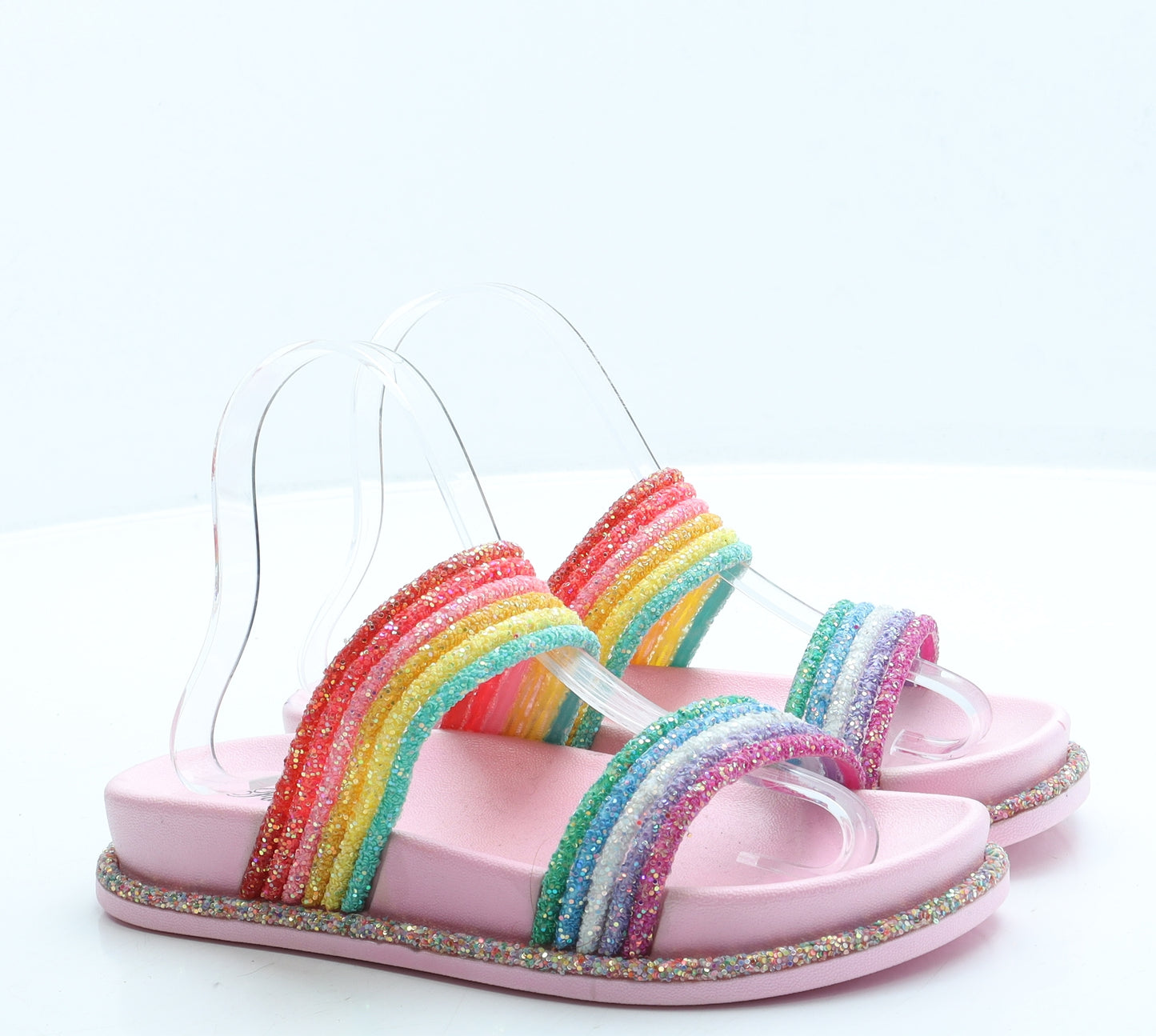 Fashion Womens Multicoloured Rubber Slider Sandal UK 5 38 - Rainbow