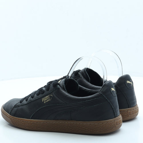 PUMA Mens Black Leather Trainer UK 8 42 - Basket