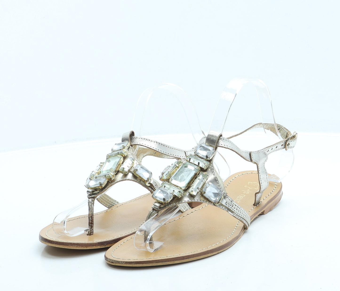 NEXT Womens Gold Leather Slingback Sandal UK 5 38