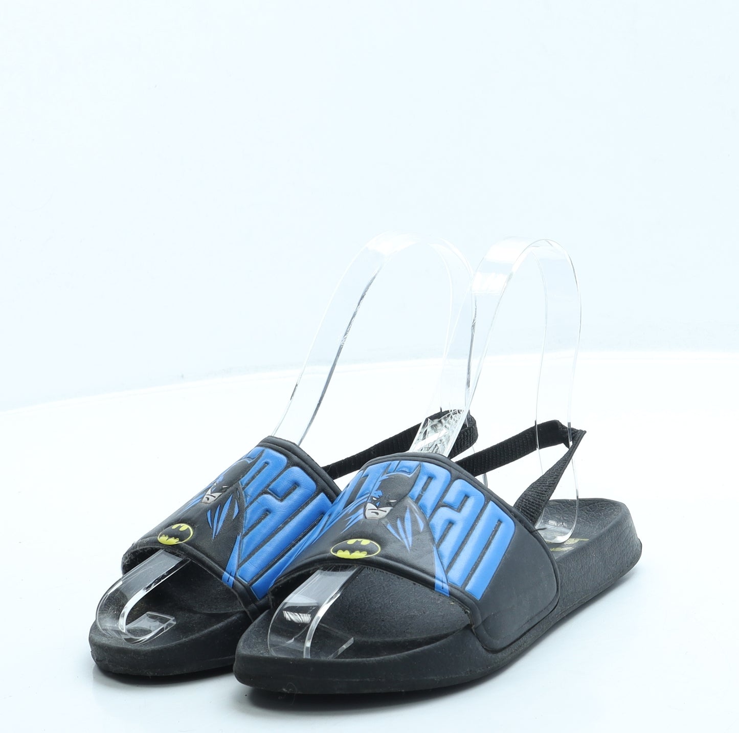 Preworn Boys Black Rubber Slider Sandal UK 13 31 - Batman