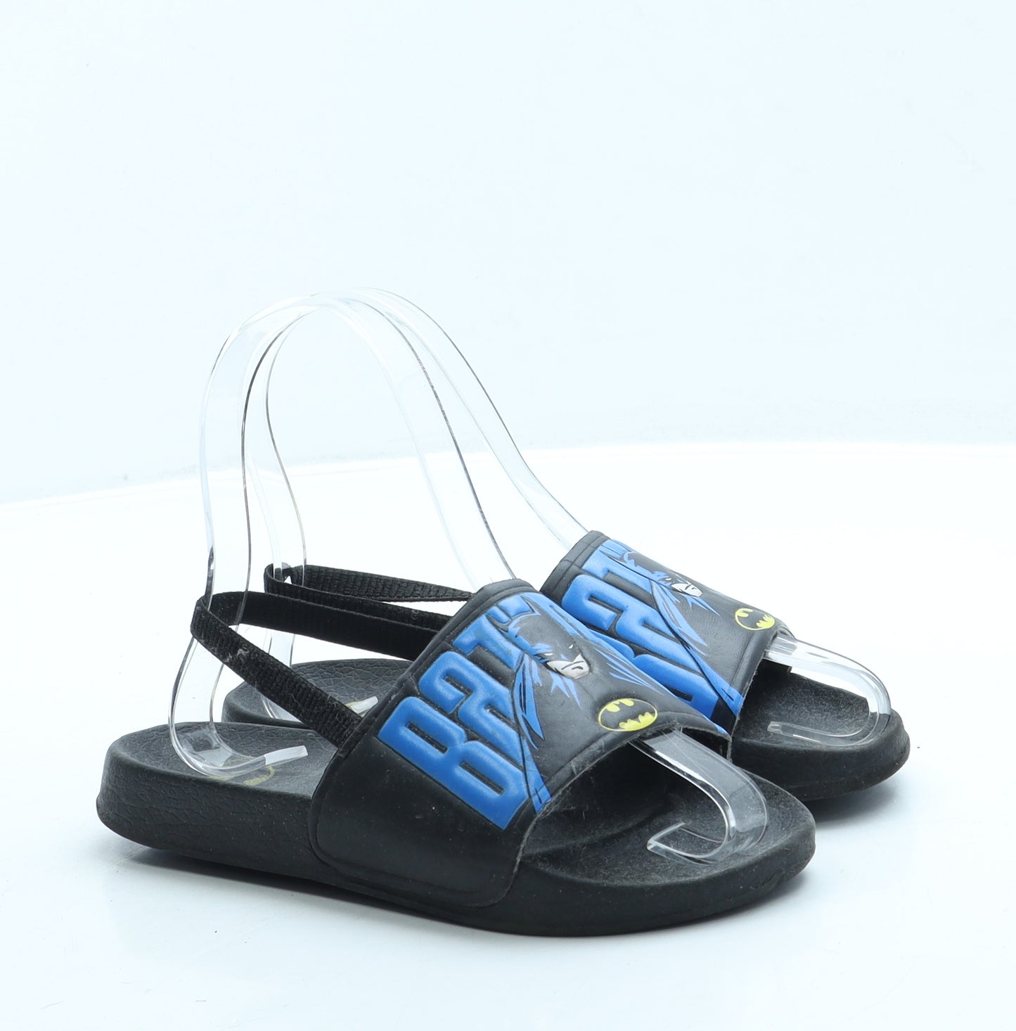 Preworn Boys Black Rubber Slider Sandal UK 13 31 - Batman