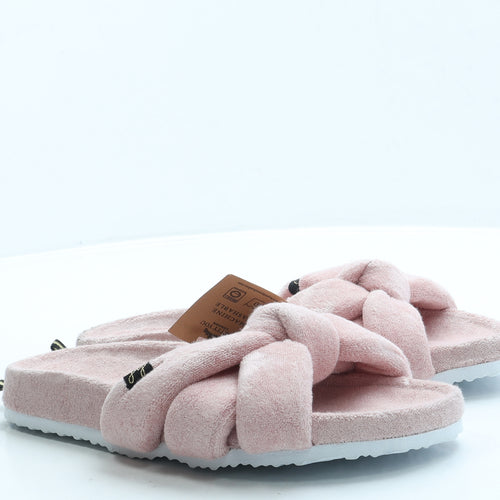 Pretty You London Womens Pink Polyester Slip On Slipper UK - 7/8