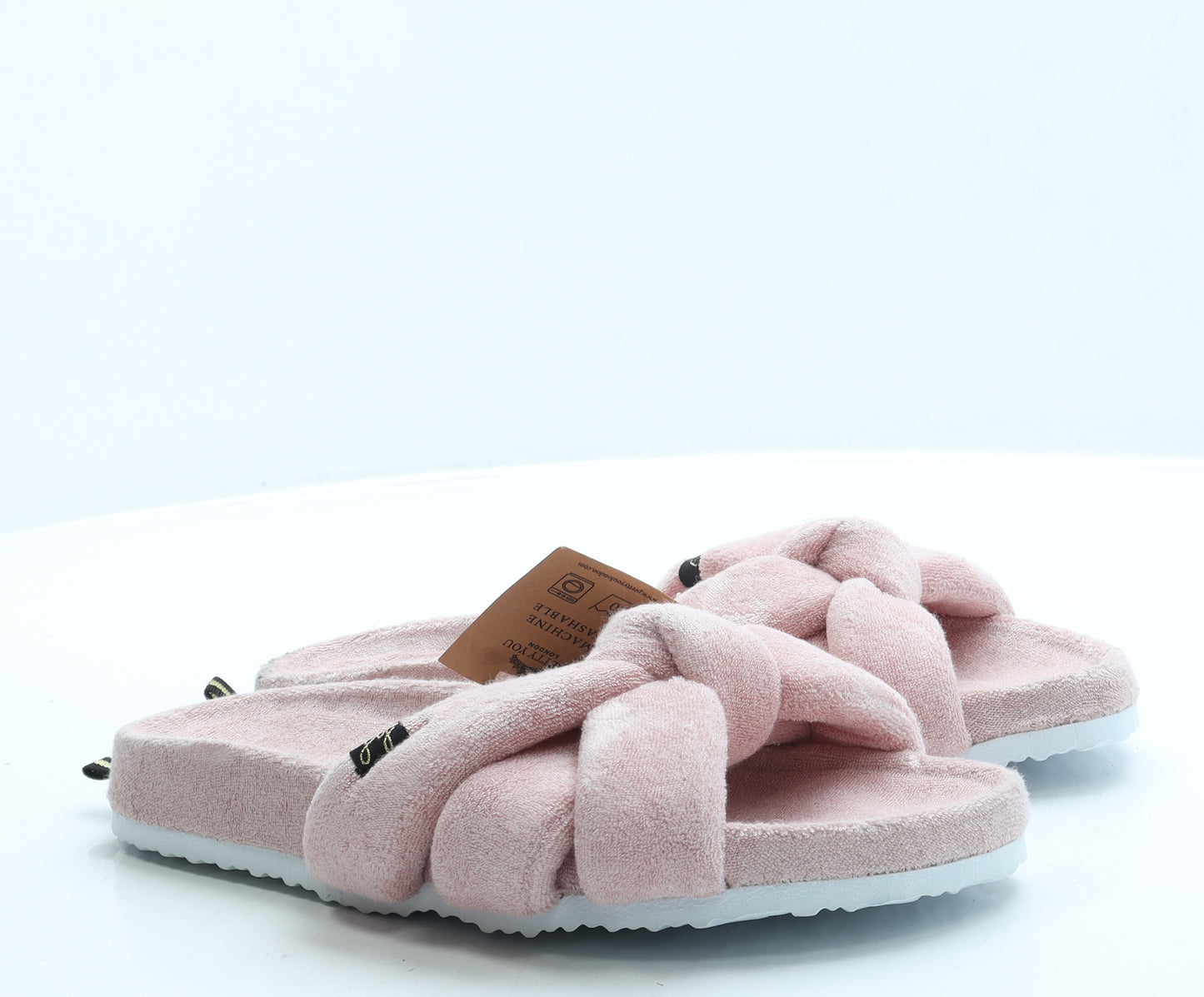 Pretty You London Womens Pink Polyester Slip On Slipper UK - 7/8