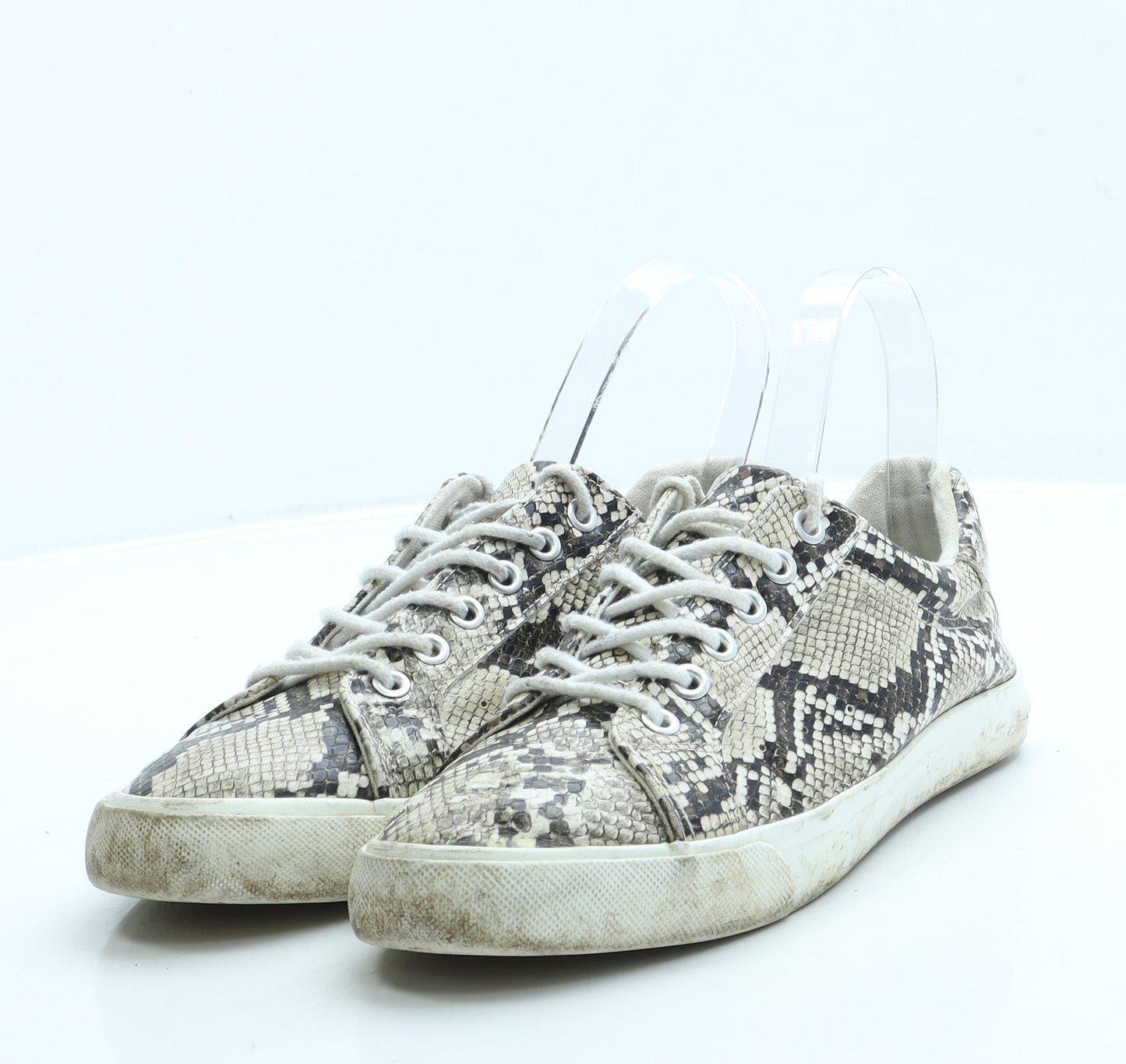 New Look Womens Brown Animal Print Leather Trainer UK 5 38