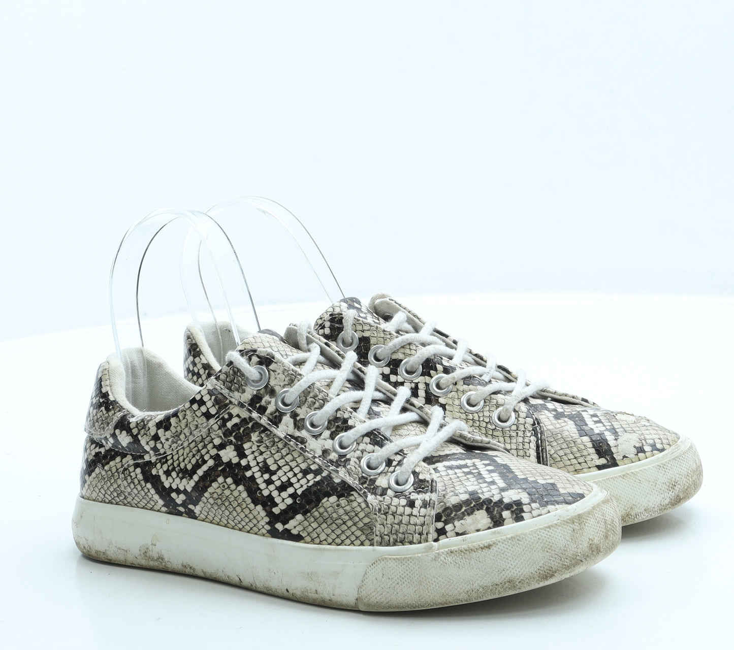 New Look Womens Brown Animal Print Leather Trainer UK 5 38